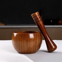 곡물 분쇄기 분말기 마늘 프레스 박격포와 유봉 세트 나무 둥근 항아리 약초 향신료 도구, [02] B
