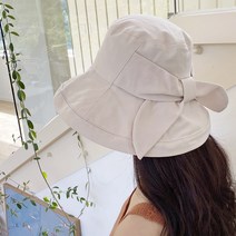 미미샵 리본 면 벙거지 (2컬러)사계절 버킷햇 여성모자 자외선차단 썬캡 여성 모자 면모자 사이즈조절 코디