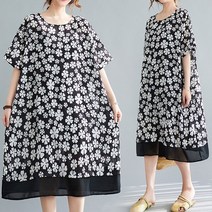 바바라옷장 빅사이즈 B-221574 쉬폰 롱 원피스/빅사이즈/오버핏/루즈핏/데일리/엄마옷/임부복