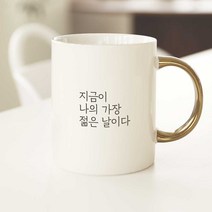 생활만 홈카페 감성 문구 머그컵, 1개, 골드링머그컵_14. 지금이 나의 가장 젊은 날이다