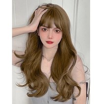 엠크루엘 긴머리 웨이브 통가발 + 가발망 세트, 라이트브라운