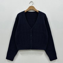 뜨개진 여성용 루즈핏 코튼 꽈배기 크롭 유클레 가디건