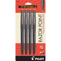 4-Pack Black Pilot Razor Point Marker Stick Pens Ultra Fine Point Black Ink 4-Pack (11044) null, 1