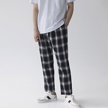 스타일 에스 스타일에스 IC 남자 블랙홀 체크 일자 밴딩 팬츠