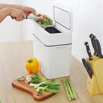 원클릭 밀폐형 휴지통 냄새차단 듀얼 자동문 주방 인테리어 쓰레기통 9.5L, 단품