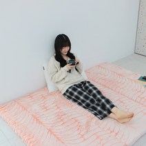 자가발열 밍크 극세사 온열 3단 접이식 마약매트리스 기절 바닥 매트 토퍼 침대 원룸 자취, 더블, 멜란지 핑크, 밍크 온열 매트리스 커버-멜란지 핑크