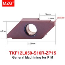 밀링머신 MZG CNC 선반 텅스텐 카바이드 금속 가공 홈 절삭 인서트 소형 부품 터닝 공구 16 도 TKF12 TKF16 1 개, 1.TKF12L050-S16R-ZP15