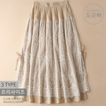 도오빠 여성 스커트 레이스 린넨 미디 무릎 복고풍 치마 시원한 루즈핏 중년 데일리룩 일상복 데이트룩 여름 패션 캐주얼 편한 직장인 20대 30대 40대 50대 여자스커트