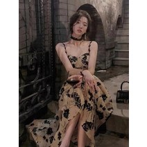 바캉스 비치 휴양지 룩 원피스 비치웨어 동남아 해외여행 여성 드레스 여름 캐주얼 저녁 멜빵 빈티지 패션 파티 인쇄 꽃 웨딩 드레스 긴 미적 의류