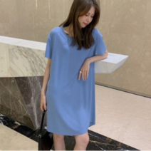 프리마비스타 여성 반팔 홈웨어 원피스 면 미니