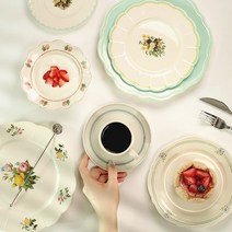 이우아여사 북유럽그릇 프로방스 빈티지 플레이팅접시 디저트접시 8종, 복숭아 접시(CRD0018)