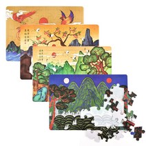 [동화퍼즐] 치매예방 어르신용 민화퍼즐 세트 A4 35피스 효도선물 전통화 한국화, 산수화세트