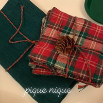 크리스마스 체크 패브릭티코스터 핸드메이드 컵받침 홈카페 홈데코
