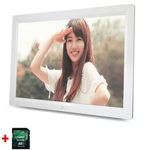 포토존 설치 인치 와이드스크린 서스펜션 디지털 포토 프레임 포함 리모콘, 영국 플러그, 흰색과 16GB