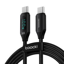 TOOCKI LED 디스플레이 PD 100W c to c타입 초고속 충전케이블, 1m, 블랙, 1개