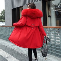 롱패딩 파카 플러시 코튼 자켓 두꺼운 코트 후드 포함 여성용 오버사이즈 미디 롱 울 칼라 패딩 핫 겨울 신
