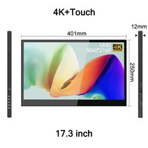 29인치 게이밍 모니터 17.3 인치 4K 터치스크린 휴대용 3840x2160 100% 어도비 HDR400 미니DP HDMI 게임 디스플레이 휴대폰 노트북 Xbox PS4/5 스위, [01] 17.3 inch 4K touch, [03] AU 플매트 카펫 매트 카펫 러그