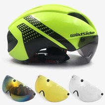 자전거 헬멧 헬맷 핼맷 aero tt time trial 사이클링 남성 여성 고글 race road bike helmet with lens casco ciclismo bike, 그린 블랙 4 렌즈, l