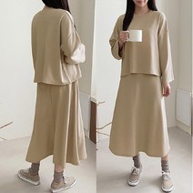 쉬즈미 (OPS-798)나그랑티 롱치마 긴팔 투피스세트 스커트 (8906897)