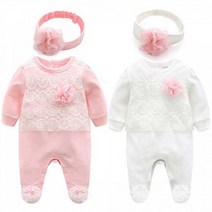 긴팔 우주복 310178d15m5 부띠끄코사지 유아 헤어밴드세트