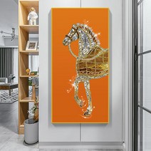 HAENGBUK 휘황찬란한 황실 말 천마도 대형 보석십자수 원형비즈 부귀 DIY 키트, 하나, 70X120CM