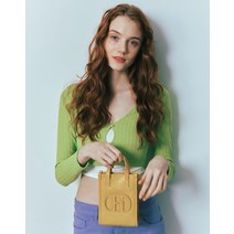 22SS [LF몰단독]옐로우 로고패치 소가죽 미니토트백 HIWA2E581Y2