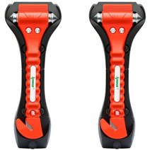 IPOW 2피스 고탄소강 하드 자동차 안전 해머 탈출 도구 미끄럼 방지 안전벨트 커터 생명을 구하는 비상 유리/창문 펀치 브레이커 구조 재해 망치 [미국 직배송]