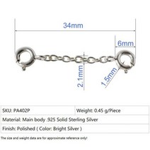 목걸이 연장줄 단단한 925 순은 증량제 보석 만들기를 위한 튼튼한 강한 이동할 수있는 팔찌 발찌 연장