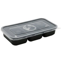 도나앤데코 로라 라운드 도시락 사각 3칸 600ml 블랙, 1개입, 10개