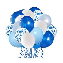 로얄 블루 색종이 라텍스 풍선 50pcs 12인치 연청 블루와 화이트 생일파티용 풍선 장식BGSL