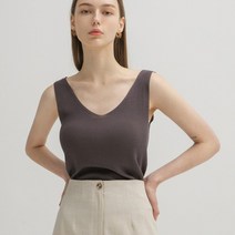 나인 (T-6490)브이넥 골지 니트 슬리브리스