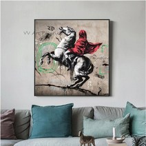 말 그림 돈나무 액자 뜨거운 판매 100% 수제 그림 유화 남자 타고 말 벽 거실 장식 기사 그래프, 01 01_07 120X120cm unframed