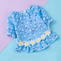 Princess Skirt Pet Cat Clothes Flower Printting Daisy Dress For Small Dog Floral Thin Summer, 01 파란_01 XS