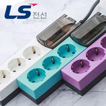 LS전선 고용량 멀티탭 3구 누전차단 과부하차단 접지 원형 1.5m 3m, 화이트