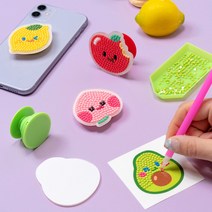 과일 그립톡 만들기 보석 십자수 비즈 핸드폰 거치대, 복숭아