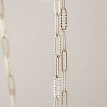 실버엔 14k 웨이브 컷팅 클립체인 핫도그체인 데일리 목걸이