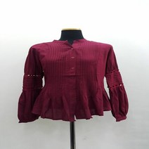 F1163/소매레이스 하이넥카라 블라우스/BL/차이나카라