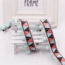 의류 재봉 천레이스 리본 바느질 액세서리 Pom 술 트림 볼 프린지 자수 의류 아프리카 패브릭 웨딩 장식, 04 Light Green  MQ-003