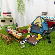 캠핑 음식모형 미니어처 텐트 캠핑용품 테마 모형 촬영 장식 인테리어 소품, 연탄회로