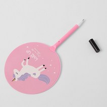 유니콘 부채 볼펜 핑크 볼팬 볼펜선물 파란색0.5MM 예쁜볼펜 미니볼펜 필기도구 동아볼펜 잘써지는볼펜