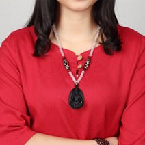 부처님의 펜던트 봉가 천연 흑요석 본명 여성 타입 시이지 띠 수호신 관음 보살 천주 목걸이 670764165