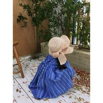 여름 아기 어린이 키즈 초등학생 아동 유아 여아 밀짚 모자 리본 둥근챙 썬햇 숲체험