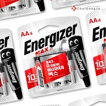 철공자 에너자이저 맥스 알카라인 건전지 AA 4알 카드형 일회용 배터리, 3세트