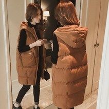 Tagi. 여자 후드집업 롱 패딩조끼 롱조끼 캐주얼 베스트 빅사이즈조끼