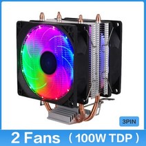 히트 파이프 CPU 쿨러 PWM 4 핀 PC 조용한 90mm 인텔 i5 LGA 2011 775 1200 1150 1151 1155 1156 AMD AM3 AM4 냉각 팬 3, A2-Multicolouir 2fan_3PIN
