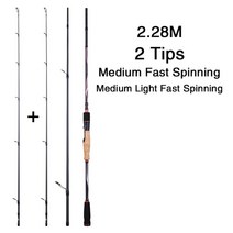 낚싯대 낚시대 MIFINE 레인보우 스피닝 캐스팅 1.681.982.12.282.4m 30TCarbon 여행 견인 팁 베이트 캐스팅 루어 4-35g MLMMH 로드, 스핀 2.28MFS 2Tips