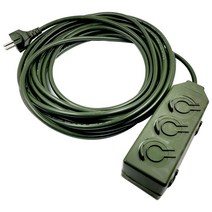 국산 전기 연장선 밀리터리 캠핑 리드선 카키색 3구, 10M