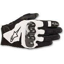 Alpinestars 블랙/화이트 Sz L 알파인스타 SMX-1 에어 V2 통기성 가죽 오토바이 장갑, Small, Black/Fluorecent Red
