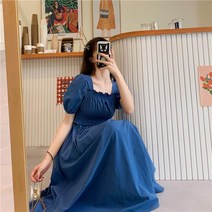 휴양지 해외여행 동남아 원피스우아하고 심플한 미드 카프 칼라 a