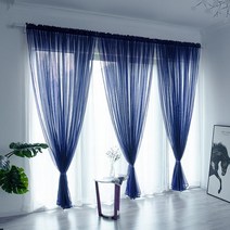 거실 창에 대한 단색 현대 쉬어 커튼 투명 보일 명주 커튼 웨딩 커튼 홈 디자인 장식